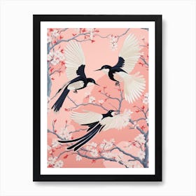 Vintage Japanese Inspired Bird Print Magpie 6 Art Print