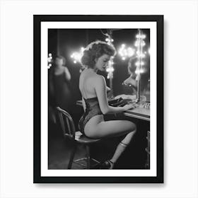 Burlesque Performer Black and White 2 Art Print