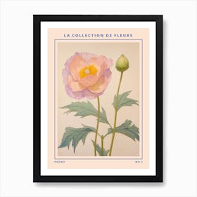 Peony 2 French Flower Botanical Poster Art Print