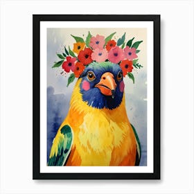 Bird With Flowers On Its Head Art Print