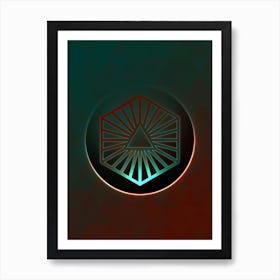 Geometric Neon Glyph on Jewel Tone Triangle Pattern 457 Art Print