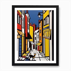 Painting Of Venice With A Cat In The Style Of Pop Art, Illustration Style 4 Art Print