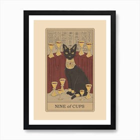 Nine Of Cups Cats Tarot Art Print