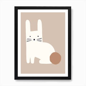 Scandi Rabbit Neutral Art Print