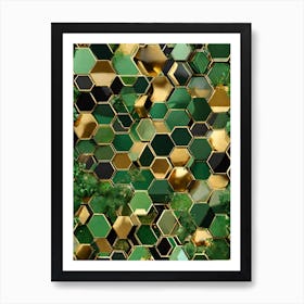 Emerald Green Hexagons 2 Art Print