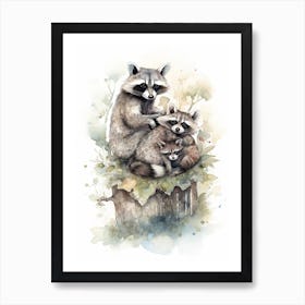 A Raccoons Watercolour Illustration Storybook 1 Art Print