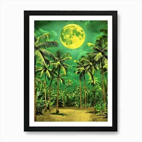 Tropical Jungle Full Moon Art Print