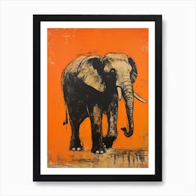 Elephant, Woodblock Animal  Drawing 3 Art Print