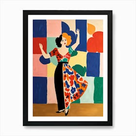 Woman In A Colorful Dress Art Print