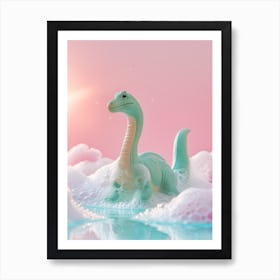 Pastel Toy Dinosaur In The Bubble Bath 1 Art Print