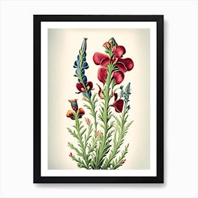 Snapdragon 2 Floral Botanical Vintage Poster Flower Art Print