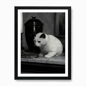 Dark Gothic Cat On A Table Art Print