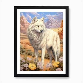 Himalayan Wolf Desert Scenery 4 Art Print