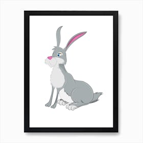 Cute Hare cartoon Art Print