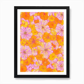 Nasturtium Floral Print Warm Tones 2 Flower Art Print