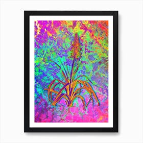 Pina Cortadora Botanical in Acid Neon Pink Green and Blue n.0274 Art Print