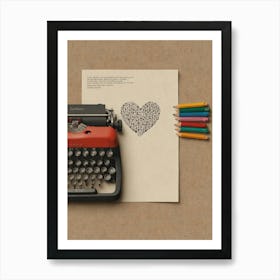 Heart Shaped Typewriter Art Print