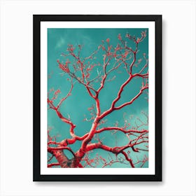 Red Tree Against Blue Sky 7 Art Print