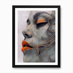 Abstract Of A Woman'S Face Extraordinary femininity woven with threads of gold 1 Art Print