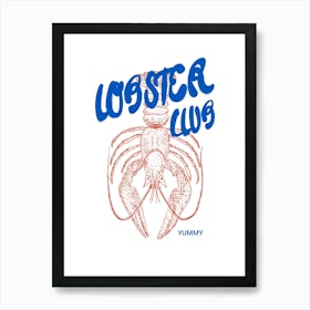 Lobster Club Poster, Maine Lobster Wall Art, Blue Lobster Printable, Gift for Him, House Kitchen Decoration Art Print