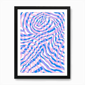 Op Art Checkerboard - Pink Blue Art Print