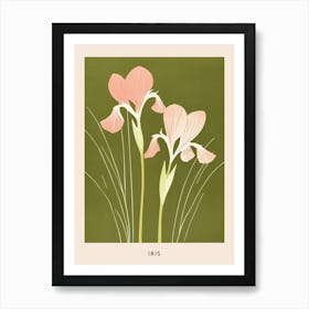 Pink & Green Iris 2 Flower Poster Art Print