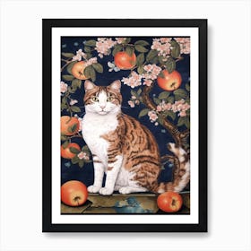 Apple Blossom With A Cat 2 William Morris Style Art Print
