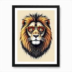 Hipster Bear Illustration And Stylish Wildlife Portraits 1 Art Print