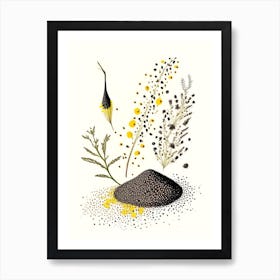 Black Mustard Seeds Spices And Herbs Pencil Illustration 2 Art Print