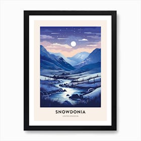 Winter Night  Travel Poster Snowdonia National Park 2 Art Print