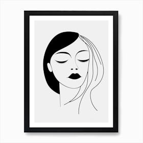 Woman Portrait Line Art 0 Art Print