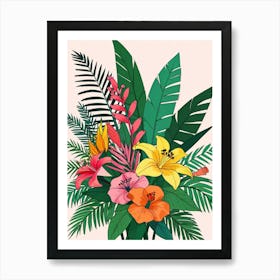 Tropical Flowers In A Vase Art Print