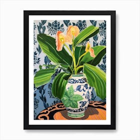 Flowers In A Vase Still Life Painting Orchid 4 Art Print