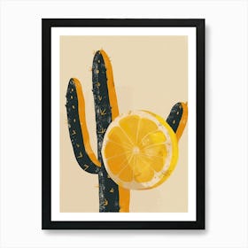 Lemon Ball Cactus Minimalist Abstract Illustration 3 Art Print