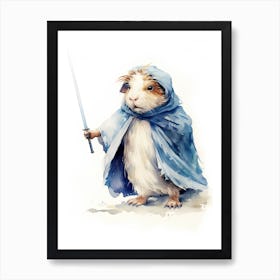 Baby Guinea Pig As A Jedi Watercolour 1 Art Print