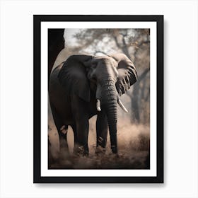 Elephant In The Savannah Art Print