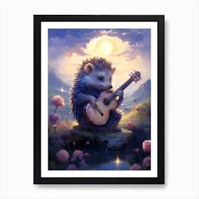 Hedgehog Playing Guitar Art Print