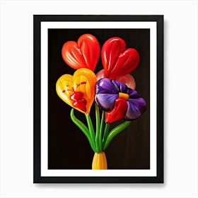 Bright Inflatable Flowers Bleeding Heart 2 Art Print