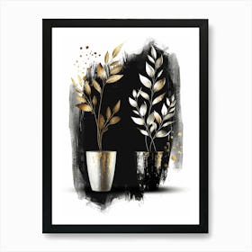 Gold And Black Leaves 5 Art Print