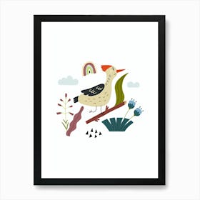 Cute Bird Woodpecker Art Print