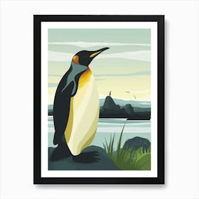 King Penguin Laurie Island Minimalist Illustration 3 Art Print