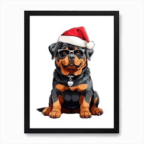 Christmas Rottweiler Dog Art Print