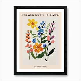 Spring Floral French Poster  Snapdragon 4 Art Print