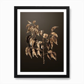Gold Botanical Common Hackberry on Chocolate Brown n.0757 Art Print