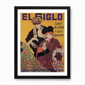 El Siglo, Spanish, Vintage Fashion Poster, Muted Neutral Colors Art Print