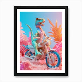 Pastel Toy Dinosaur On A Moped 2 Art Print