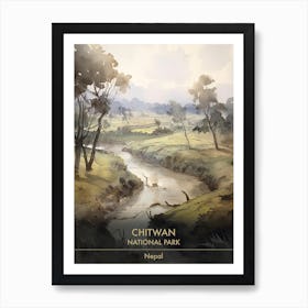 Chitwan National Park Nepal Watercolour 3 Art Print