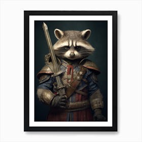 Vintage Portrait Of A Raccoon Dressed As A Knight 3 Art Print