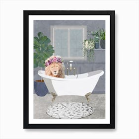 Lion In The Bath 1 Art Print