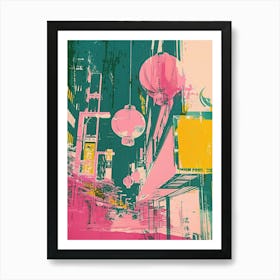 Kyoto Japan Pink Duotone Silkscreen 2 Art Print